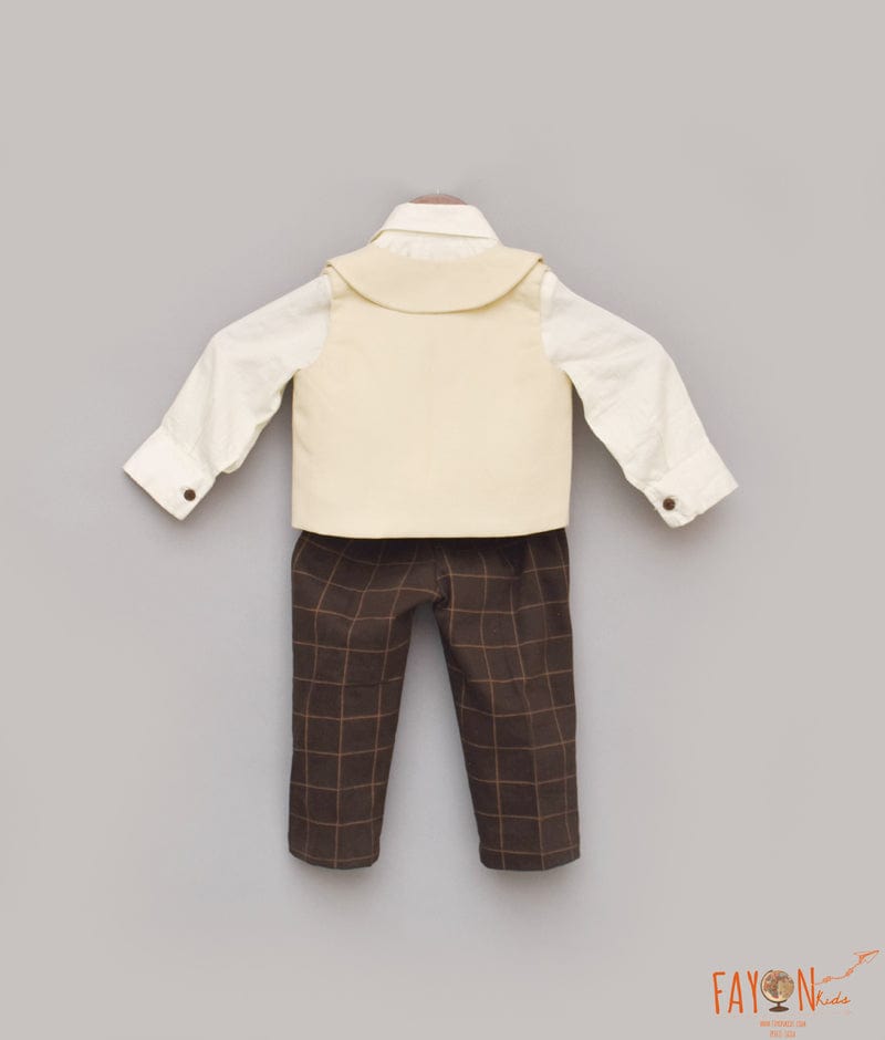 Beige Waistcoat Set for Boys
