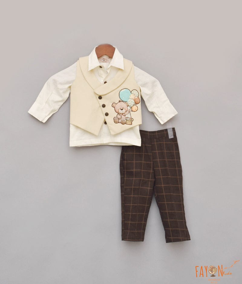Beige Waistcoat Set for Boys