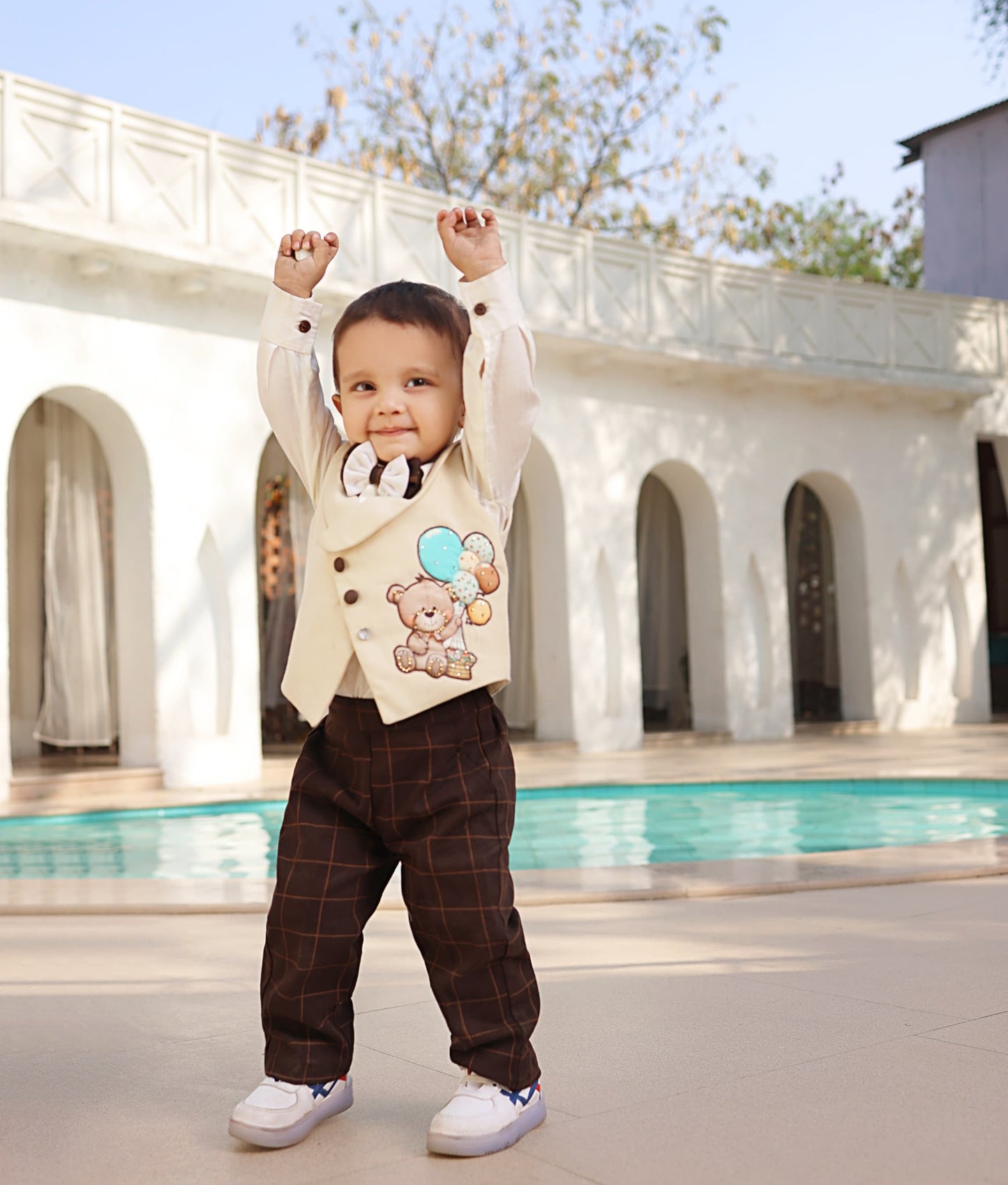 Beige Waistcoat Set for Boys