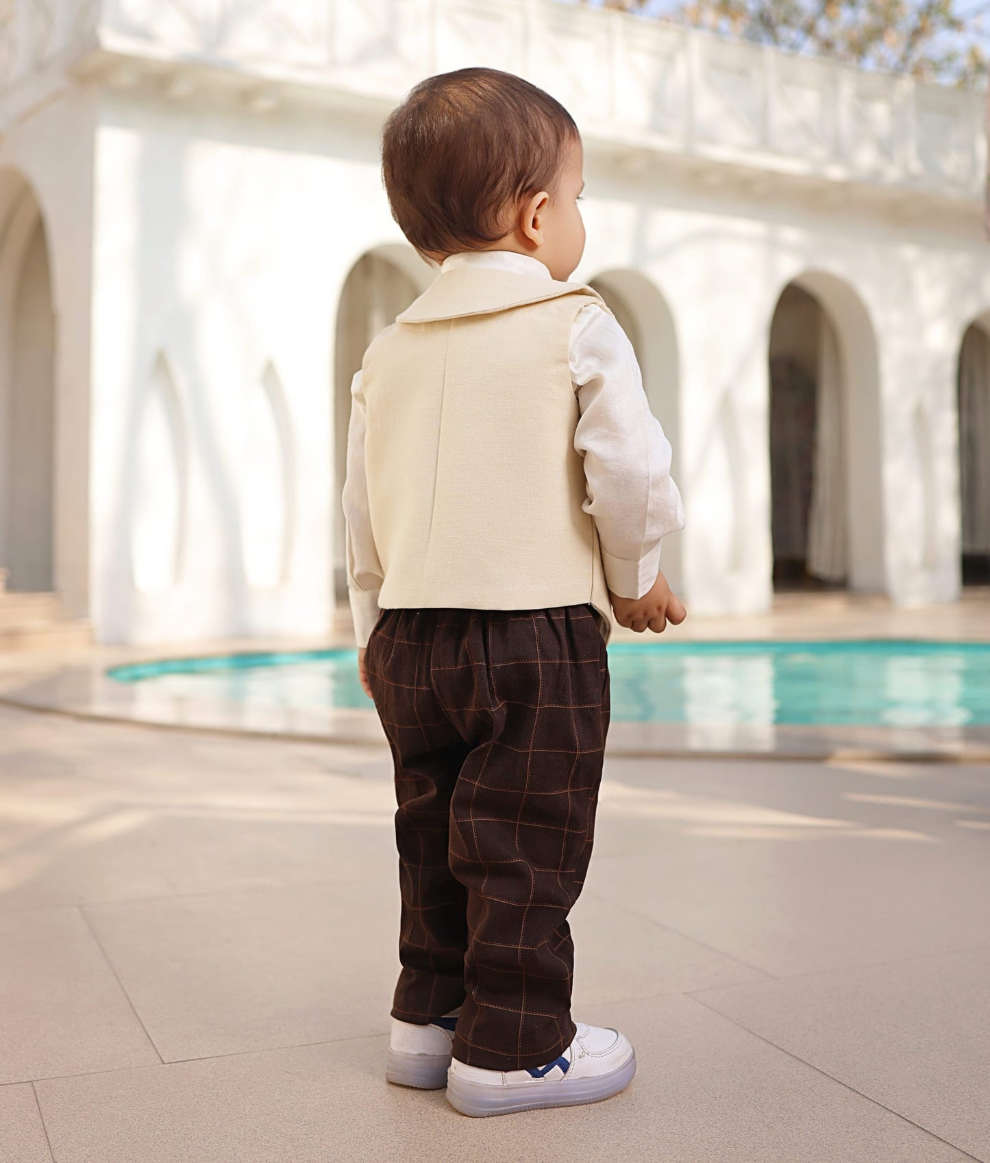 Beige Waistcoat Set for Boys