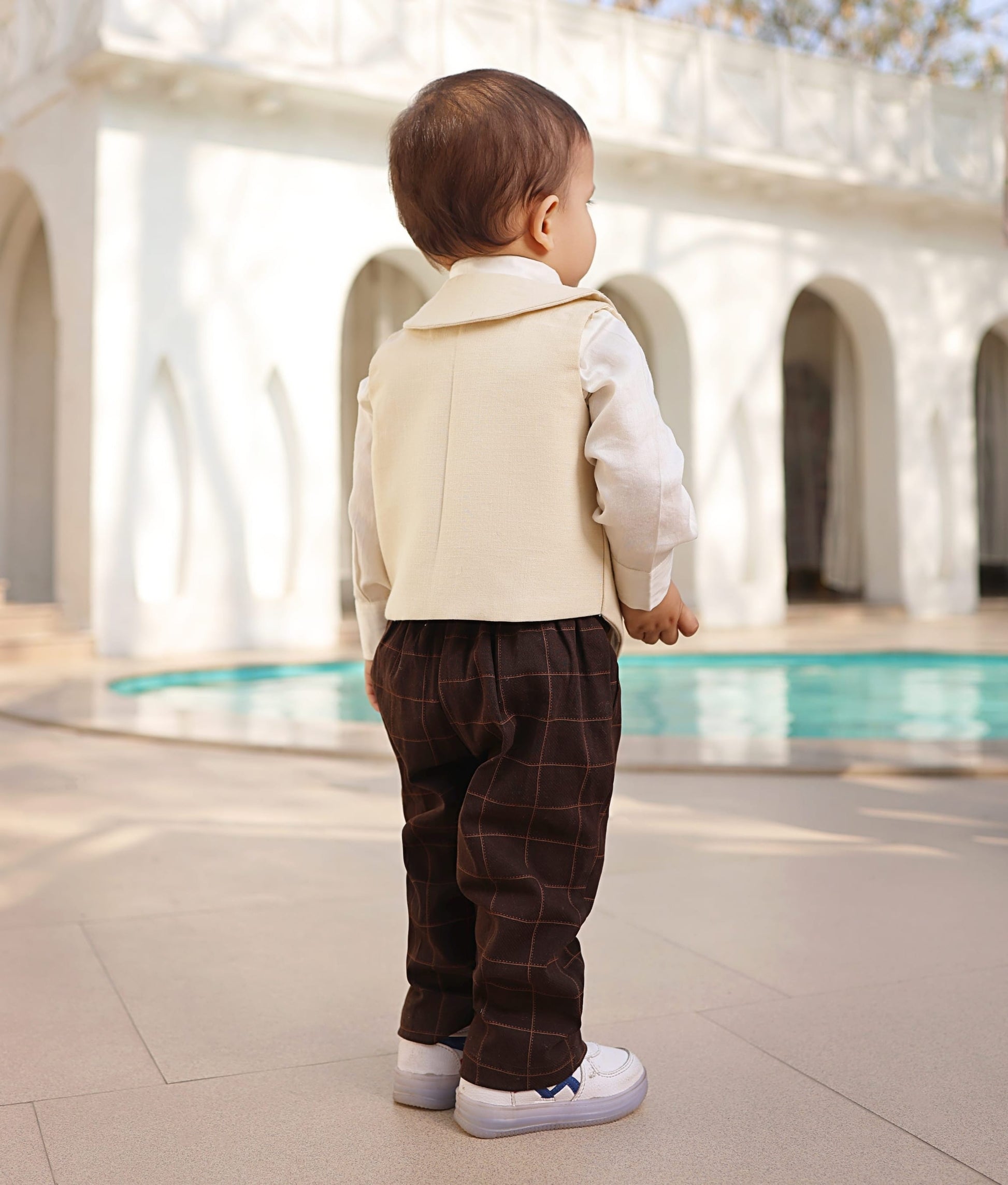 Beige Waistcoat Set for Boys