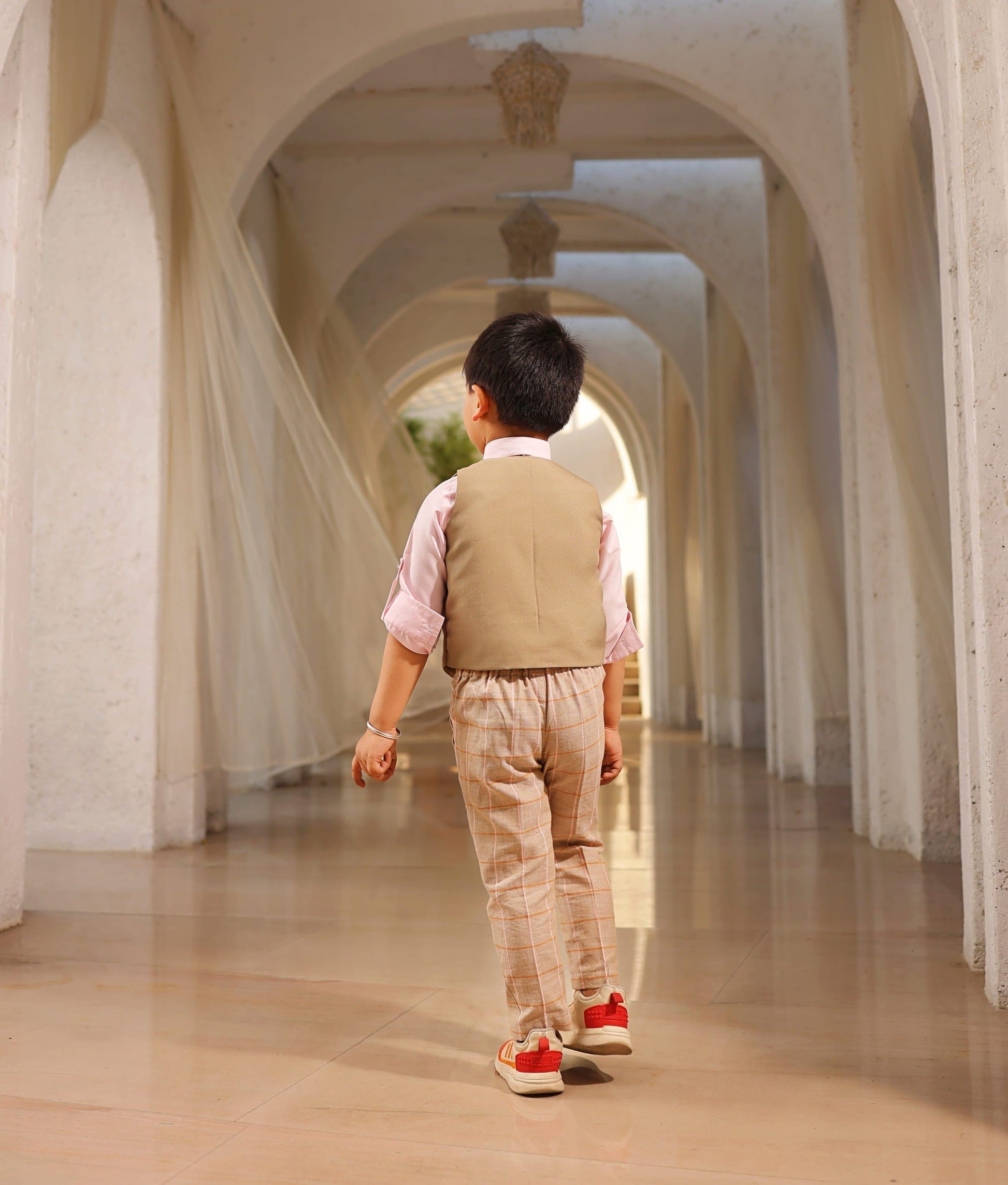 Beige Waistcoat with Shirt and Pant for Boys