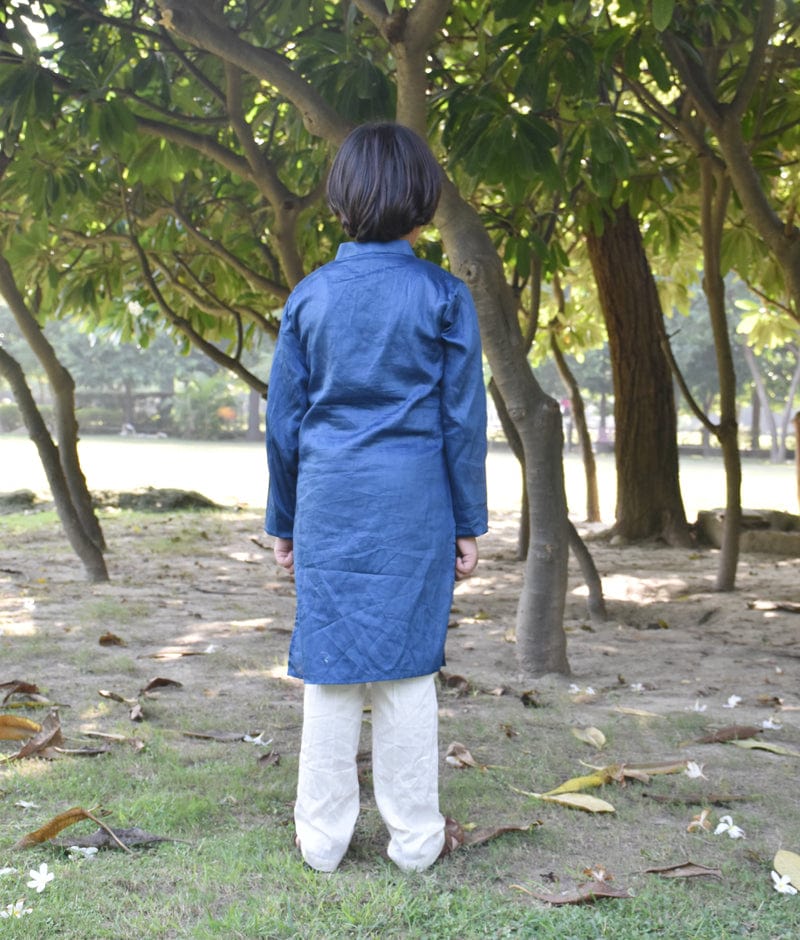 Manufactured by FAYON KIDS (Noida, U.P) Dori Embroidery Blue Kurta and Pant set for Boys