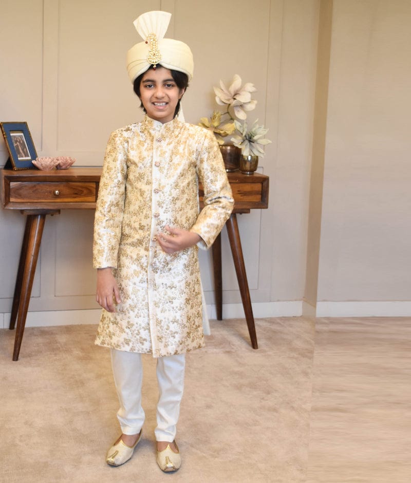 Golden Embroidery Achkan with Golden Pant
