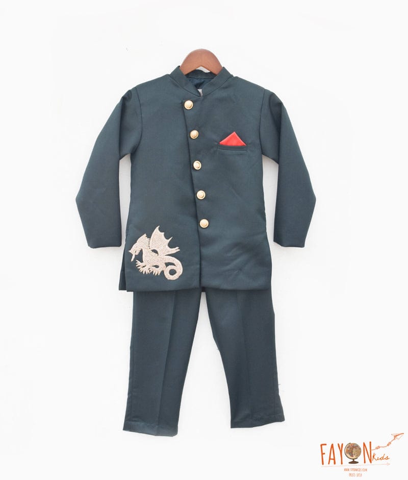 Manufactured by FAYON KIDS (Noida, U.P) Green Bandgala with Pant