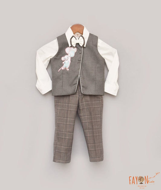 Grey Waistcoat Set for Boys