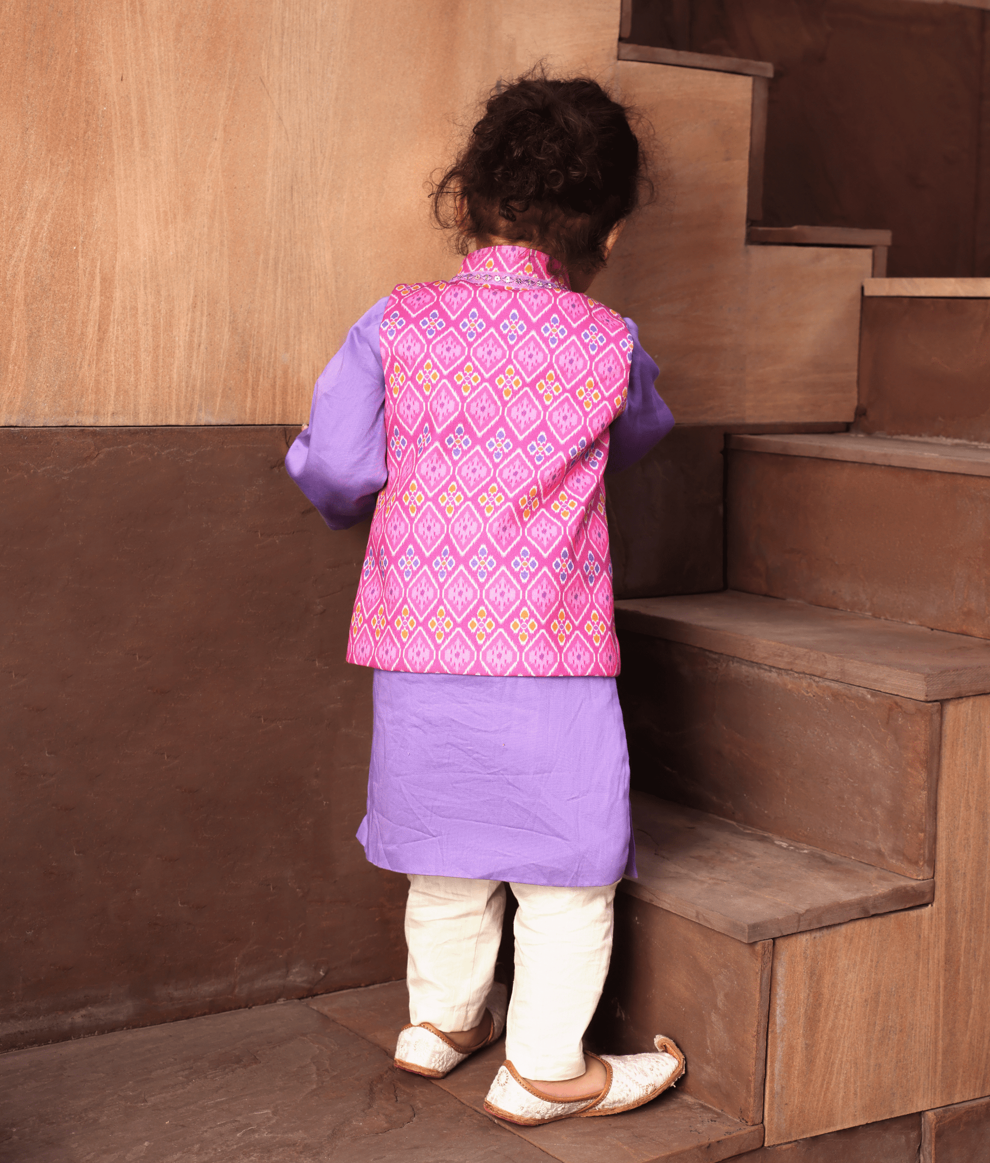 Manufactured by FAYON KIDS (Noida, U.P) Ikkat Print Nehru Jacket Set