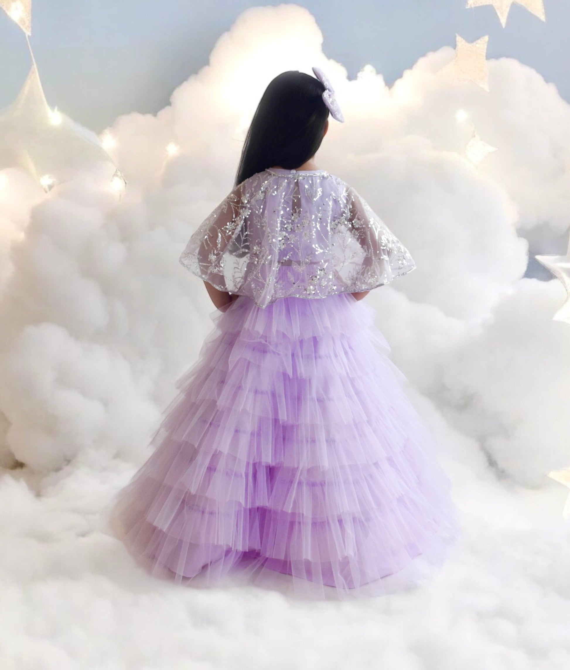 Manufactured by FAYON KIDS (Noida, U.P) Lilac Crop Top Skirt with Cape