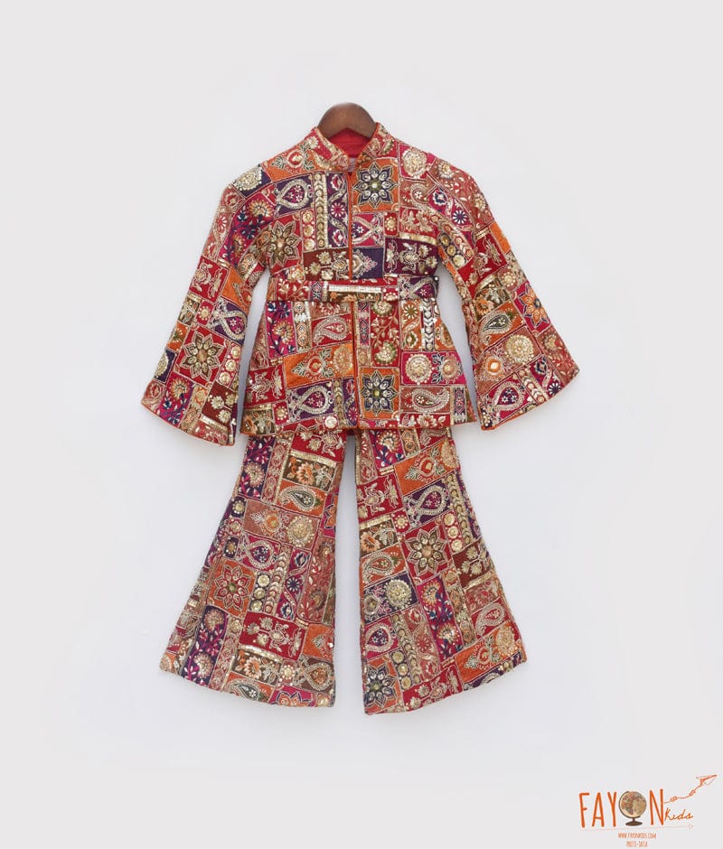 Multi Coloured Embroidered Jacket with Pant