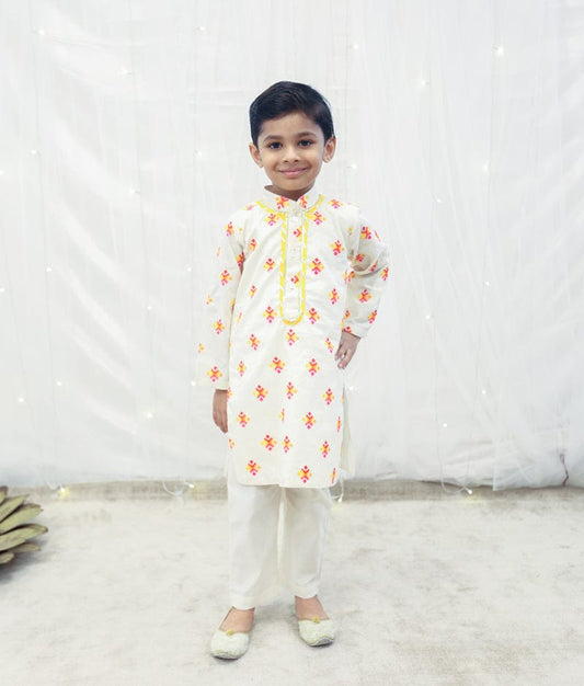 Off-white Phulkari Kurta Set