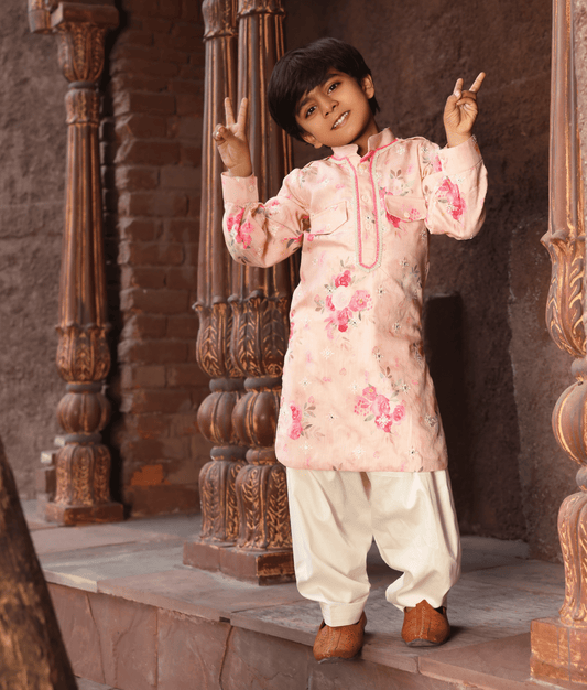 Manufactured by FAYON KIDS (Noida, U.P) Peach Kurta Salwar Set
