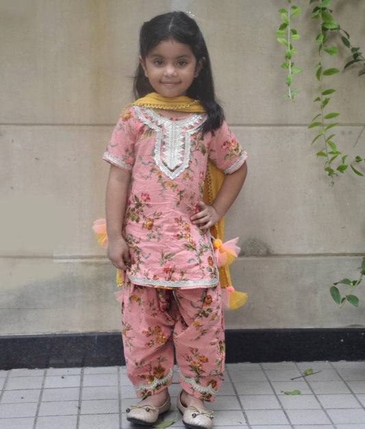 Peach Printed Kurti Salwar