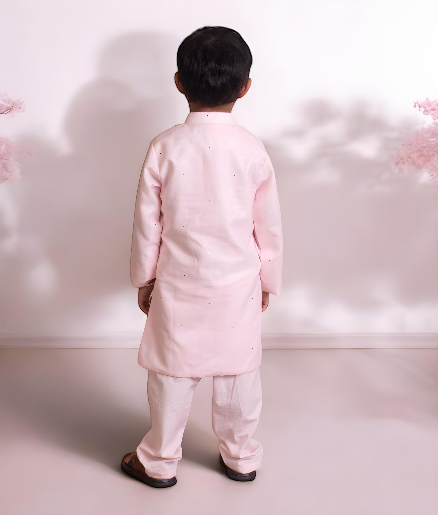 Manufactured by FAYON KIDS (Noida, U.P) Pink Faux Mukaish Work Kurta Pant
