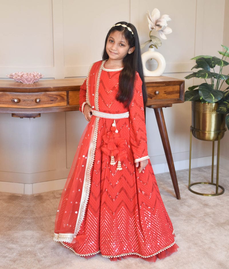 Red Thread-Work Anarkali