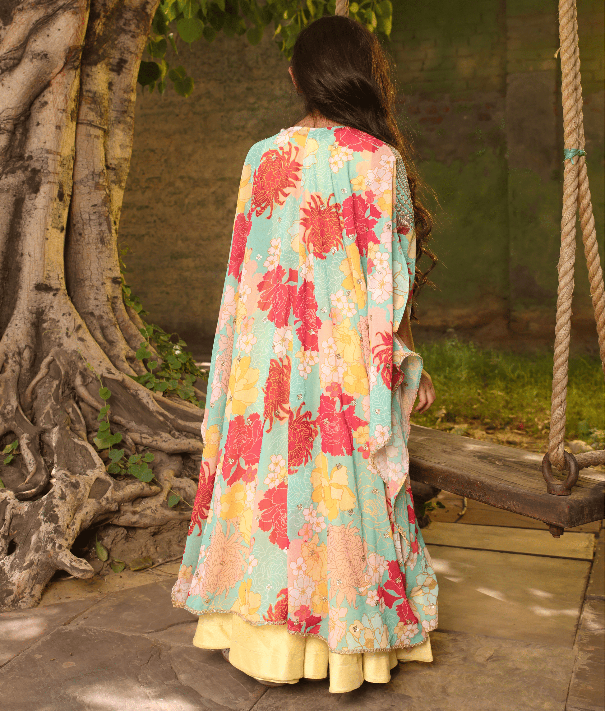 Manufactured by FAYON KIDS (Noida, U.P) Yellow Floral Crop Top Set