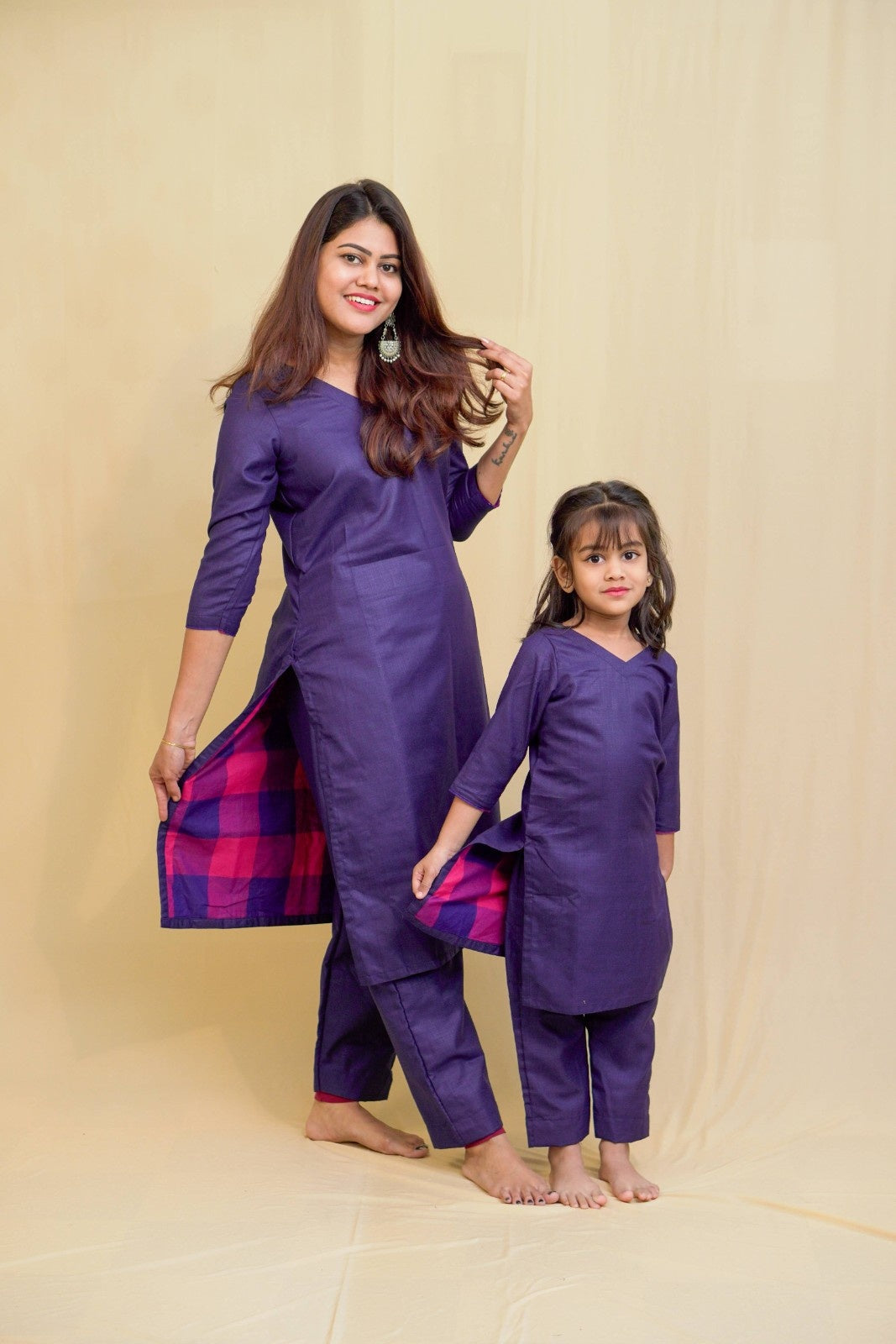 Kanaka -co-ord set in pure cotton with chettinad checks in Blue