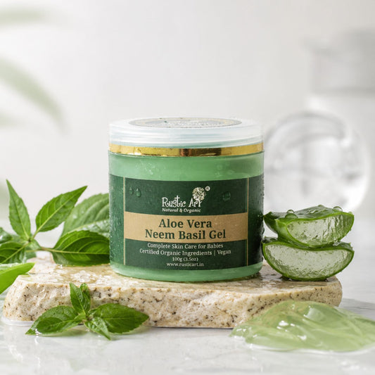 Neem Basil Aloe Vera Gel 100 gm| Soothes Acne, Rashes & Irritation