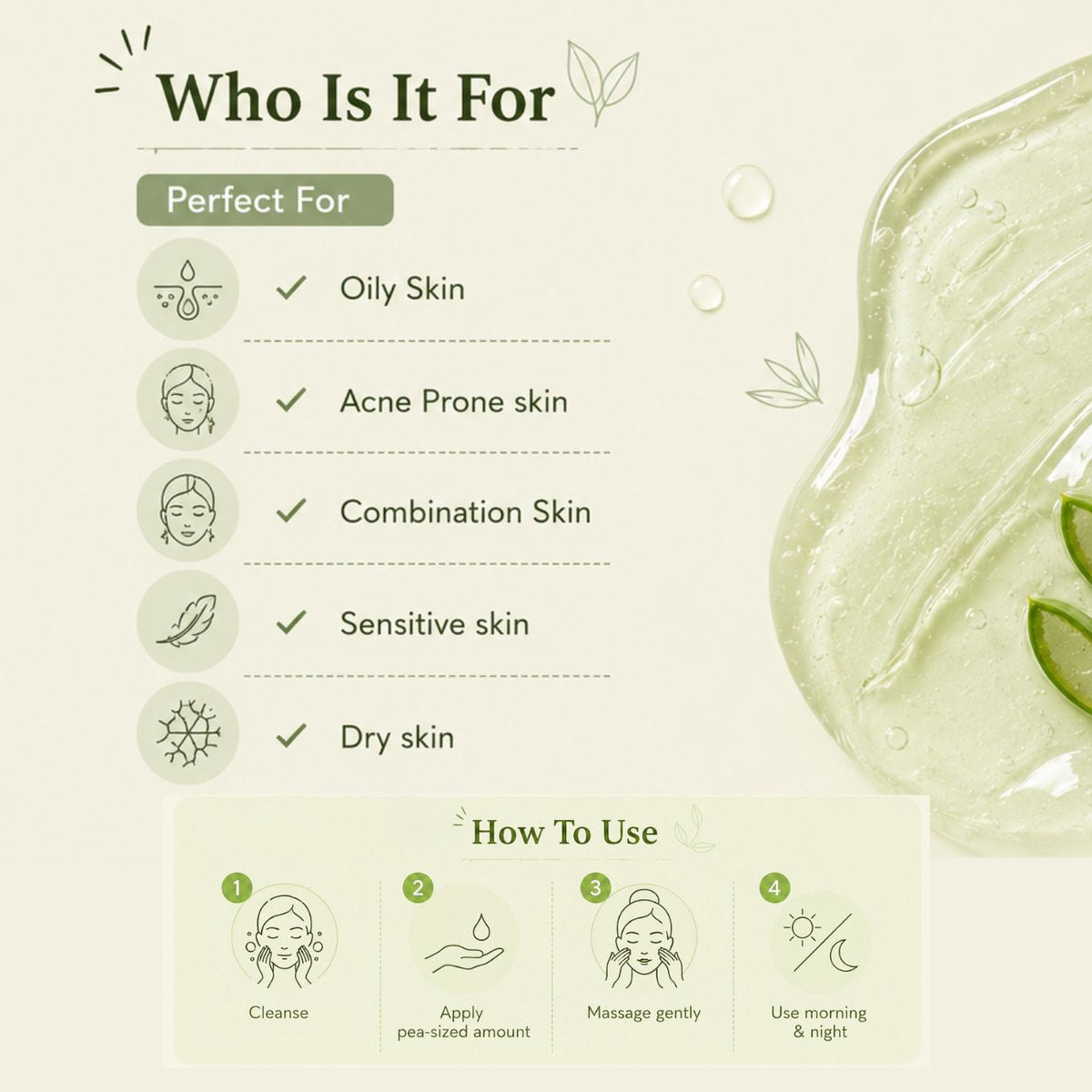 Neem Basil Aloe Vera Gel 100 gm| Soothes Acne, Rashes & Irritation