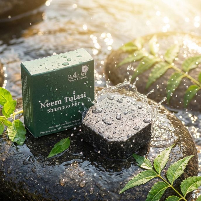 Neem Tulsi Shampoo Bar | Oily to Normal Hair, Dandruff Prone Scalp (75g)