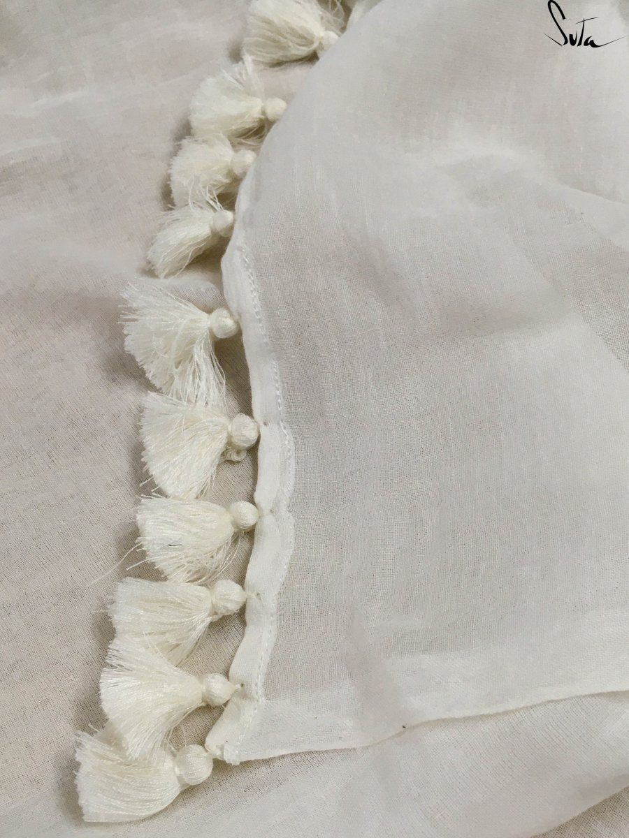 Off white Mul Saree - Suta Bombay