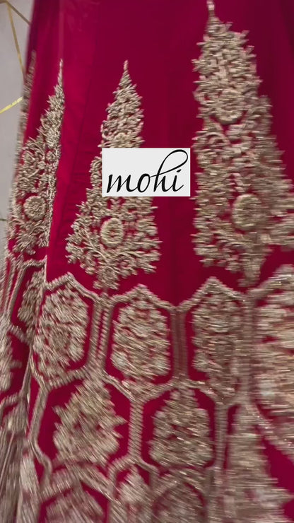 Athena Red  Zardozi Raw Silk Bridal Lehenga Set