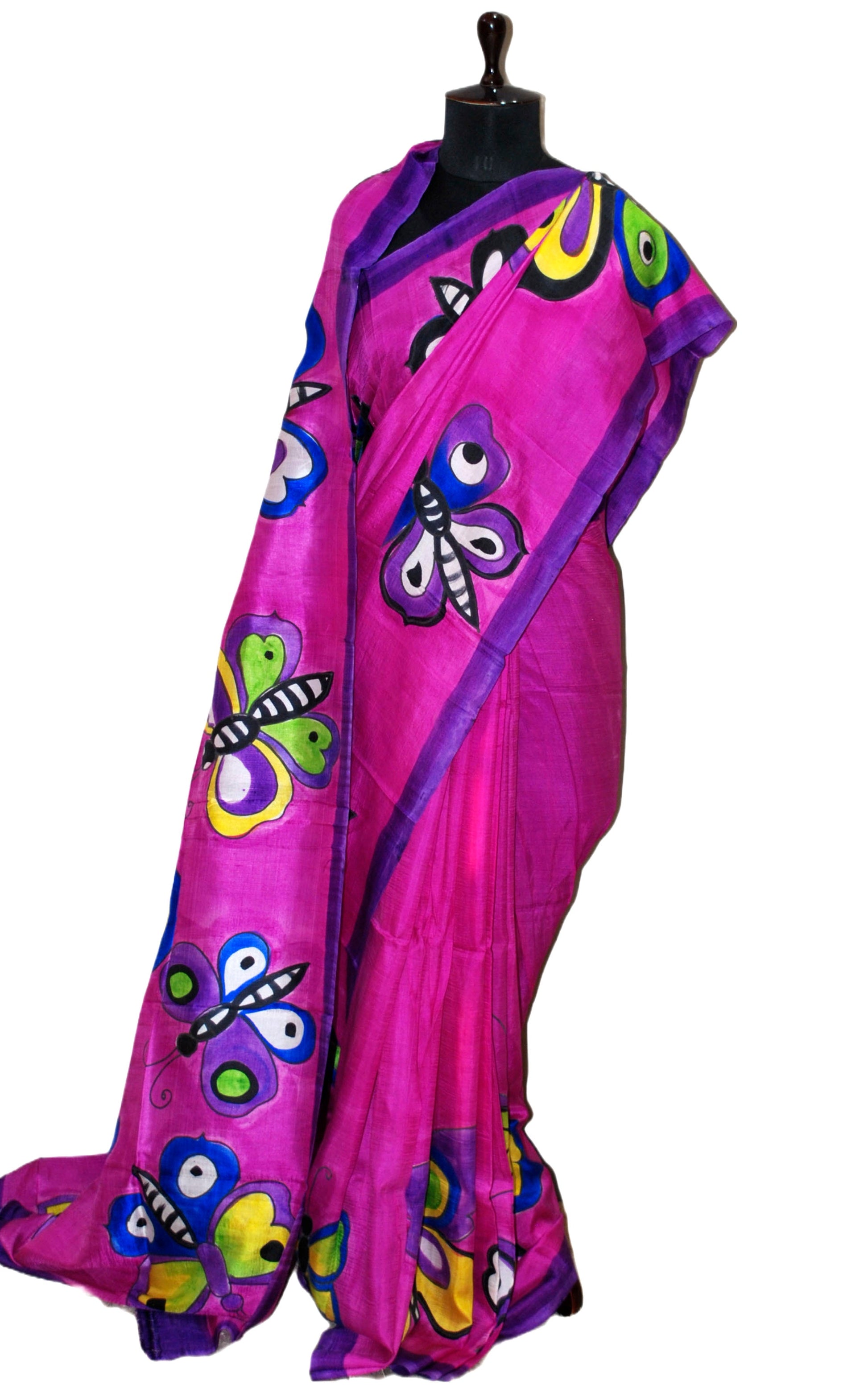 Soft Bishnupuri Printed Pure Silk Saree in Pink and Multicolored