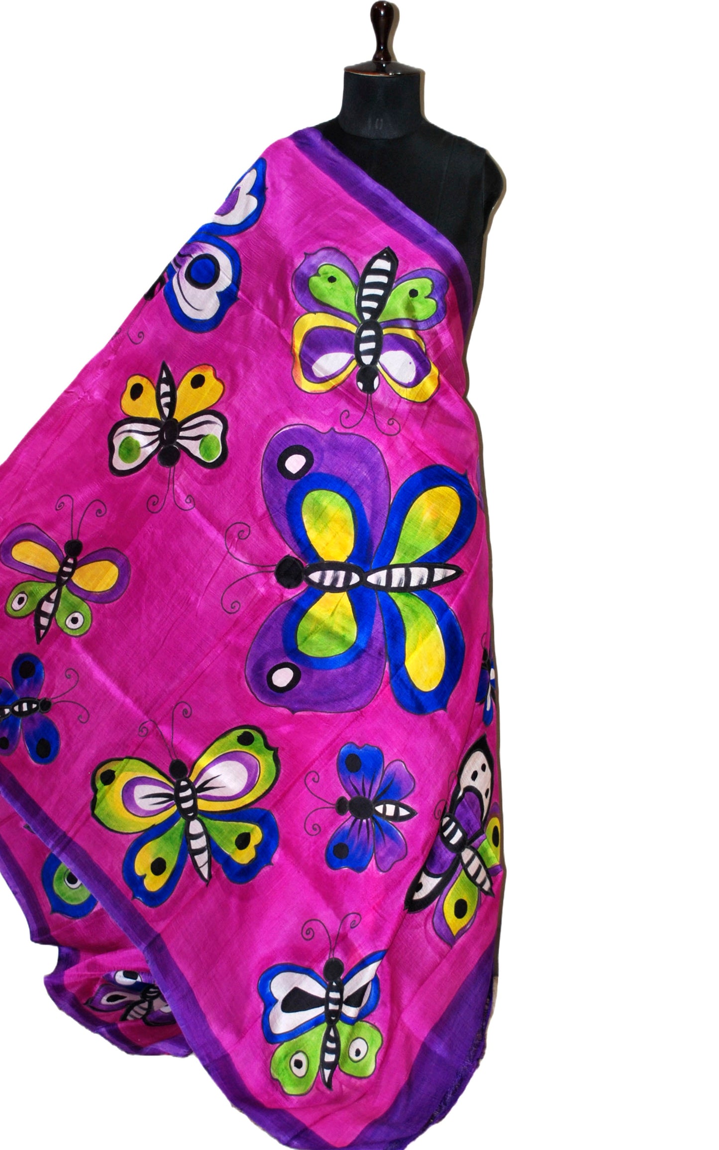 Soft Bishnupuri Printed Pure Silk Saree in Pink and Multicolored