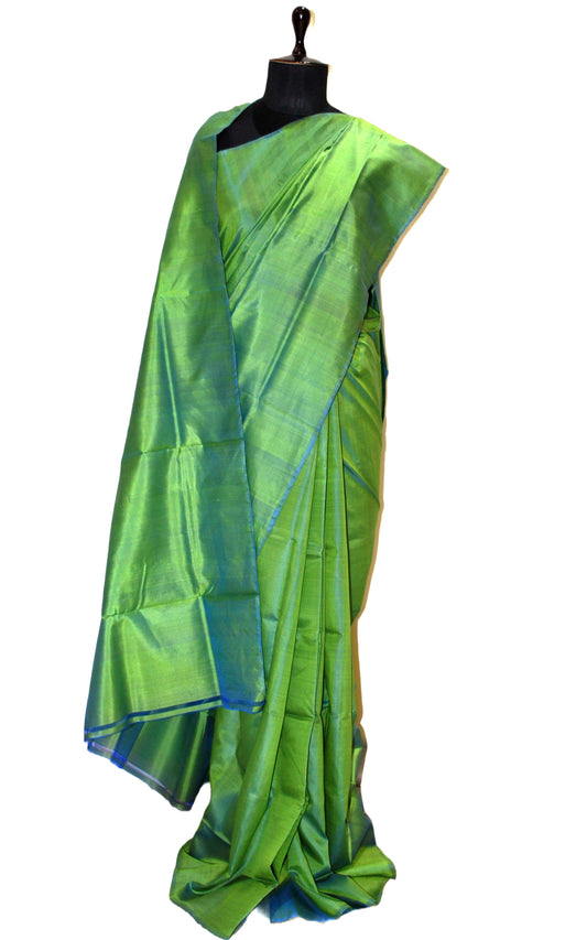 Soft Bishnupuri Katan Silk Saree in Kelly Green