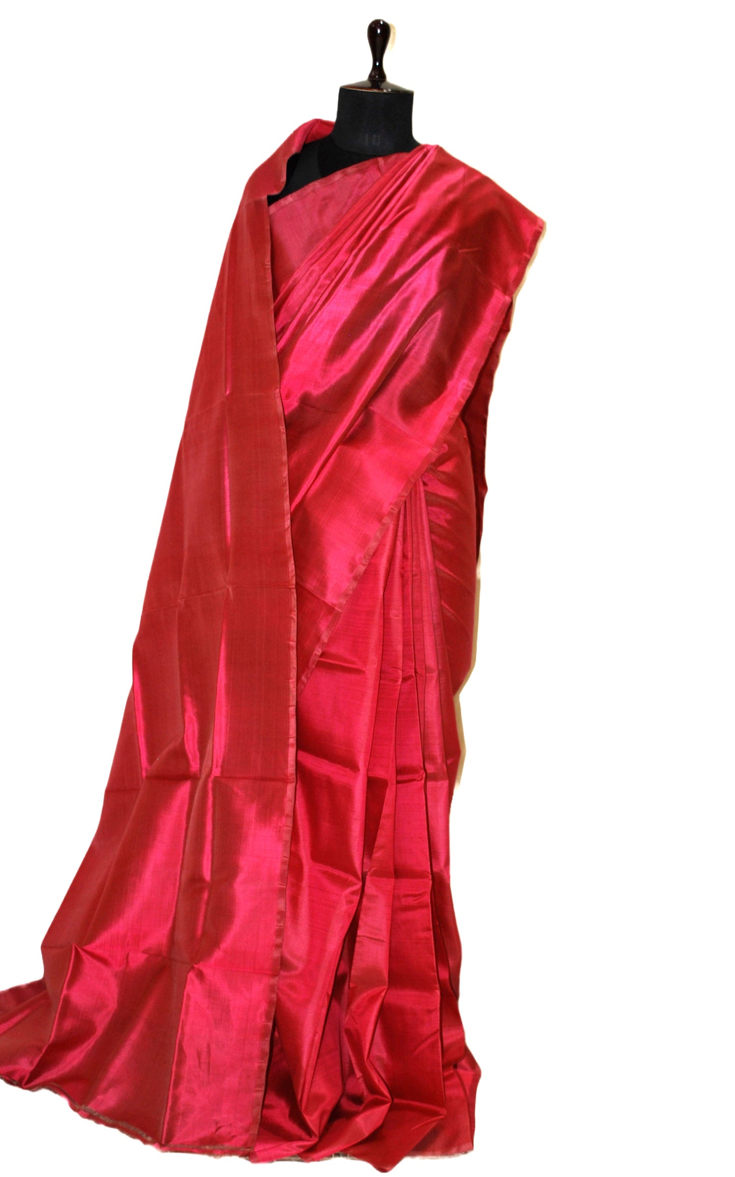 Soft Bishnupuri Katan Silk Saree in Deep Raspberry Pink