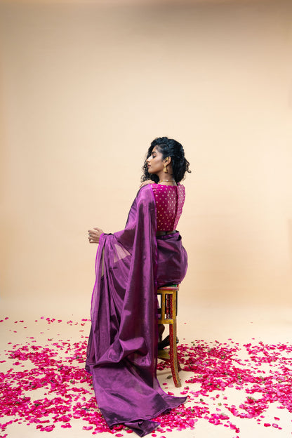 Jyotira saree I Magenta Handloom Tissue Saree