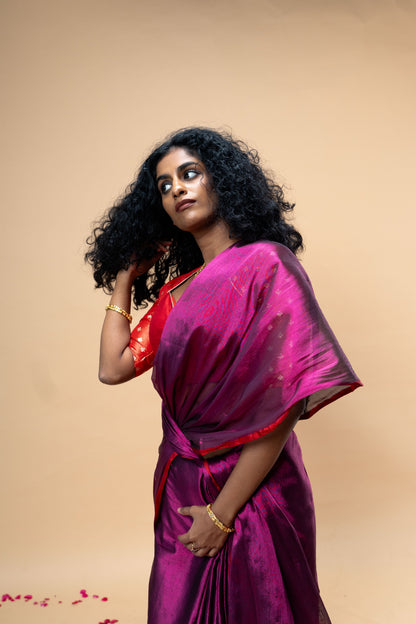 Yatrika saree I Purple Handloom Tissue Saree