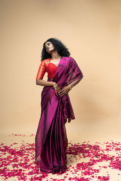Yatrika saree I Purple Handloom Tissue Saree