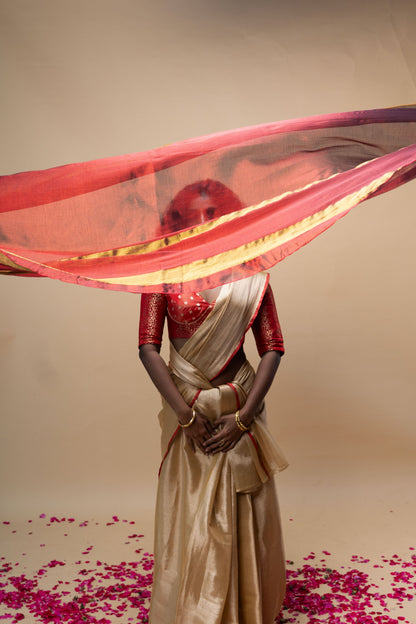 Mrigvi saree I Rose Gold Handloom Tissue Saree