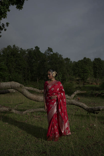Ranangana saree I Red Katan Silk Banarasi Handloom Saree