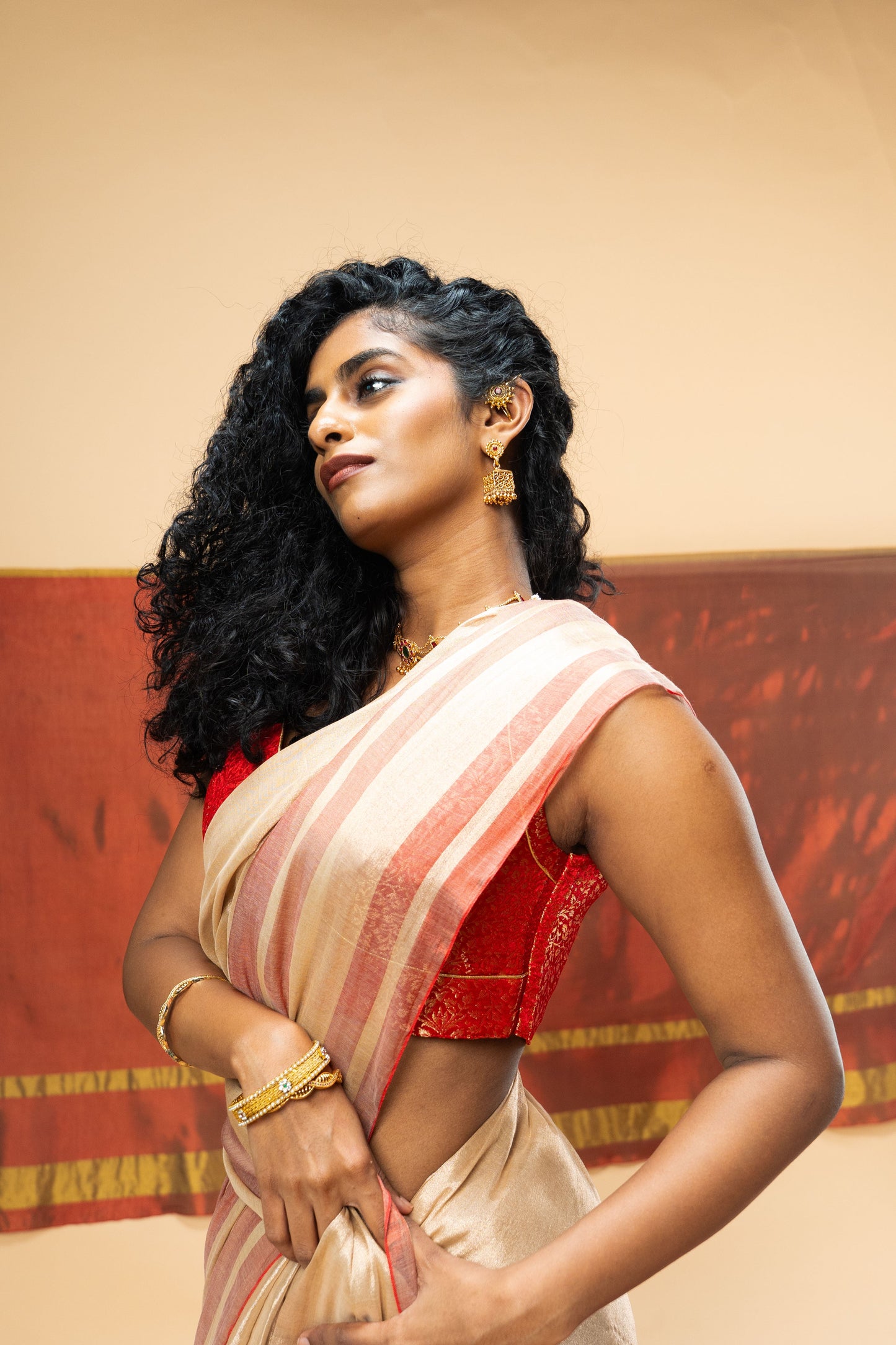 SHRAVI saree I Rose Gold Handloom Tissue Saree