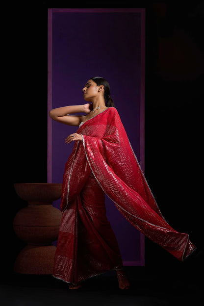 Red Shine Cotton Handloom Saree