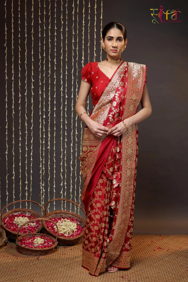 Red Color Handloom Pure Silk Traditional Banarasi Saree