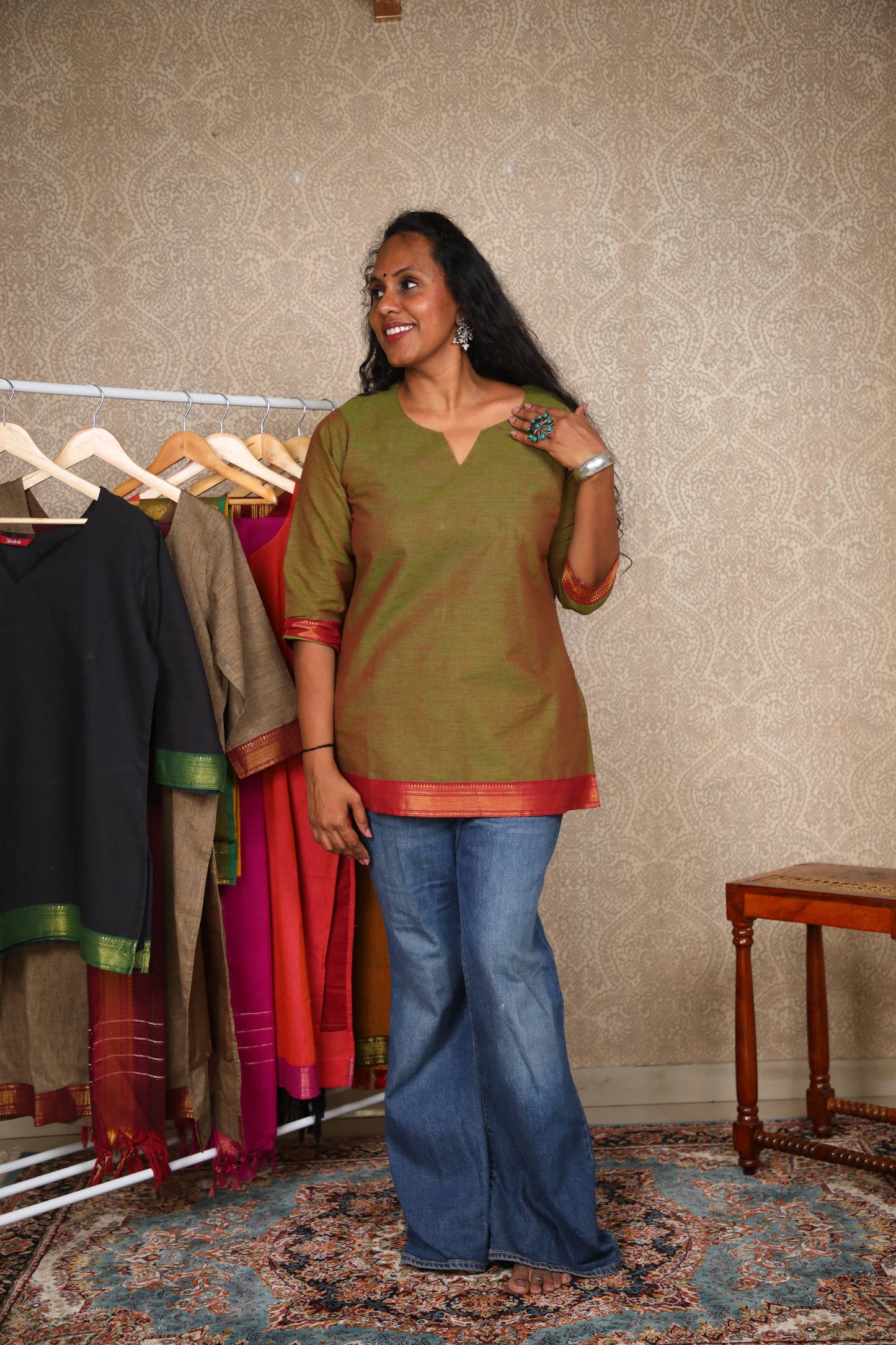 Women short kurti in mangalagiri cotton mooshak