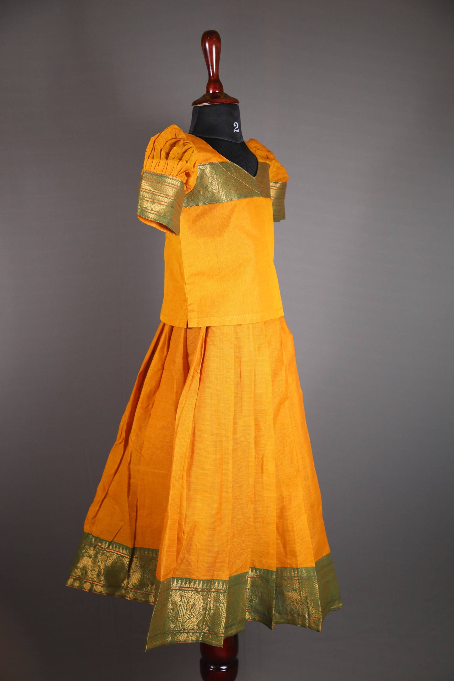 Siya - Pavada sattai in kanchi cotton in Mustard color