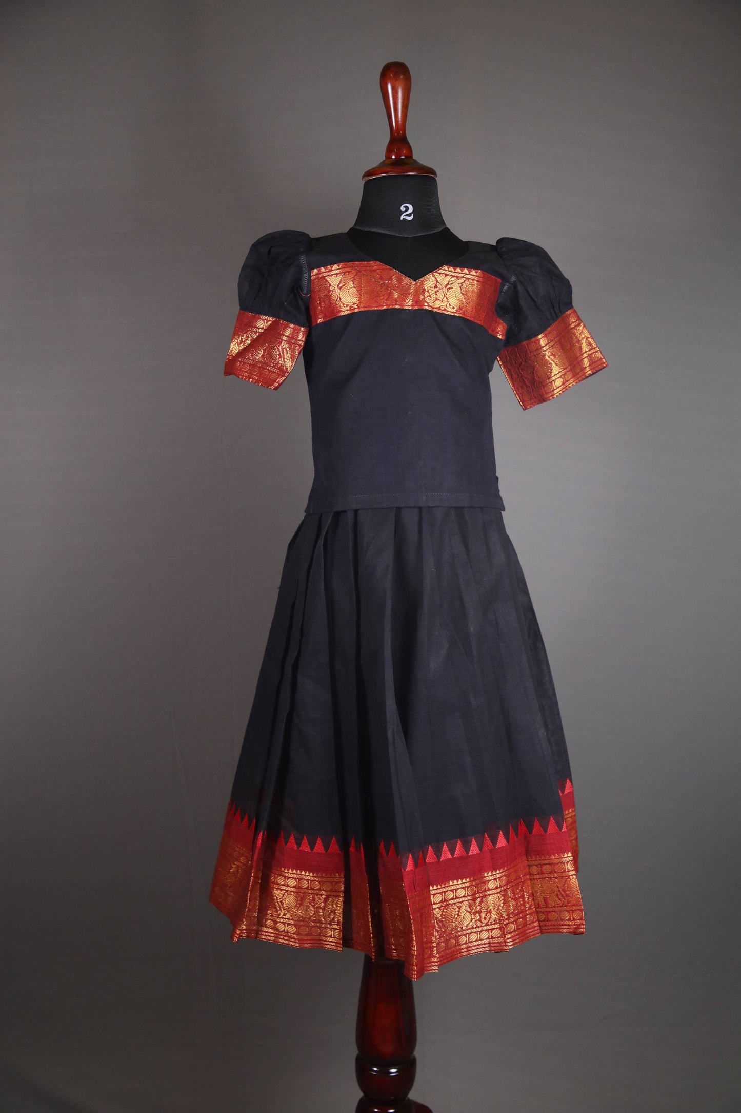 Siya - Pavada sattai in kanchi cotton in Black color