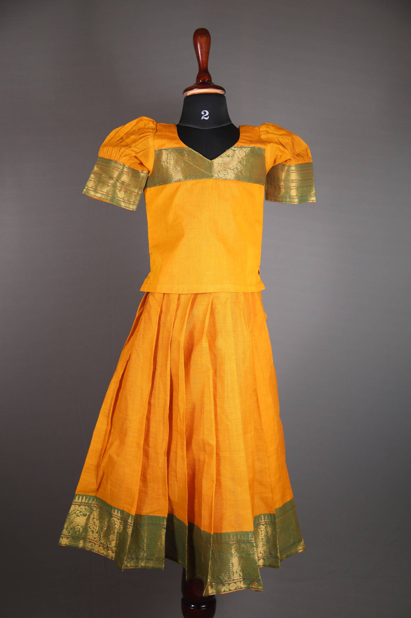 Siya - Pavada sattai in kanchi cotton in Mustard color