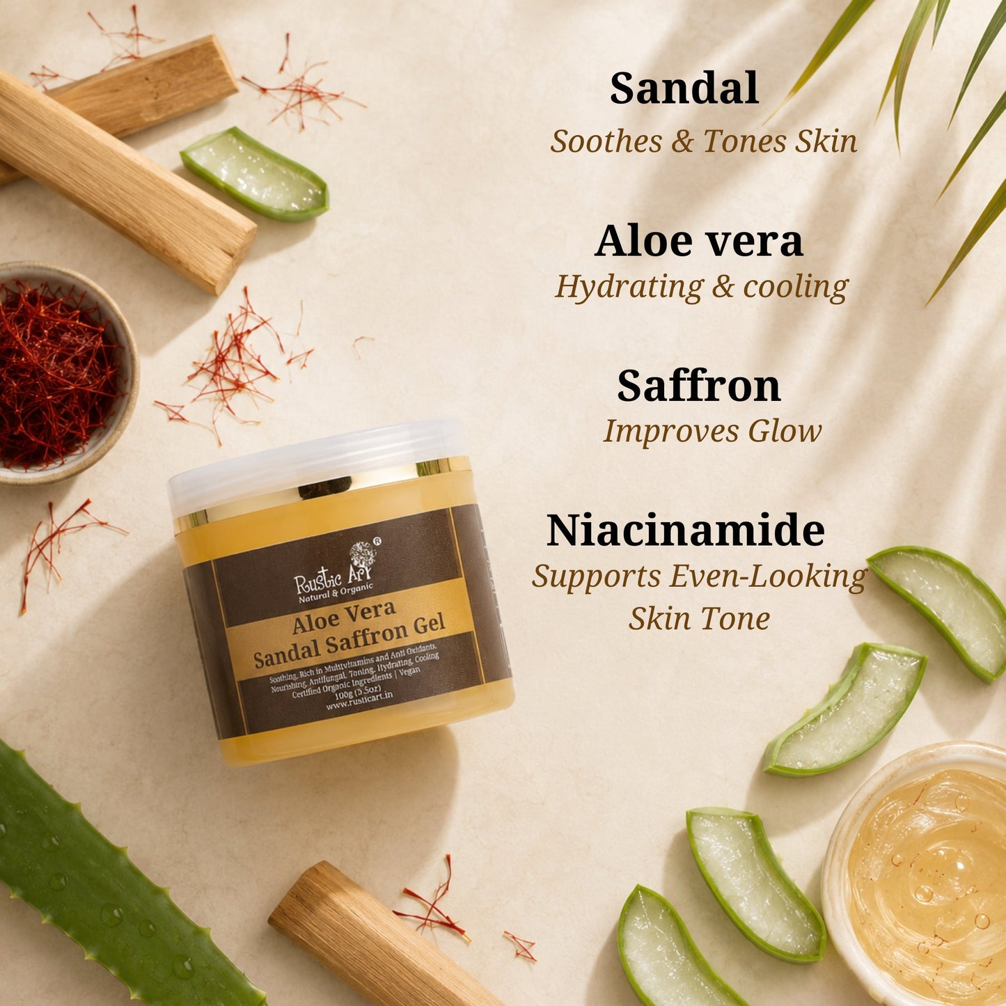 Aloe Vera Sandal Saffron Gel with Niacinamide 100 GM