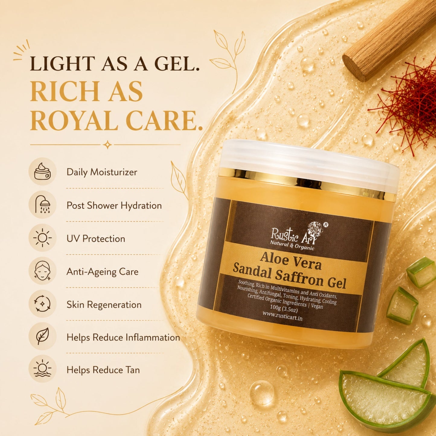 Aloe Vera Sandal Saffron Gel with Niacinamide 100 GM