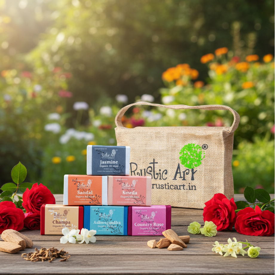 Fragrance of India | Pack of 6 Soaps + Free Jute Pouch