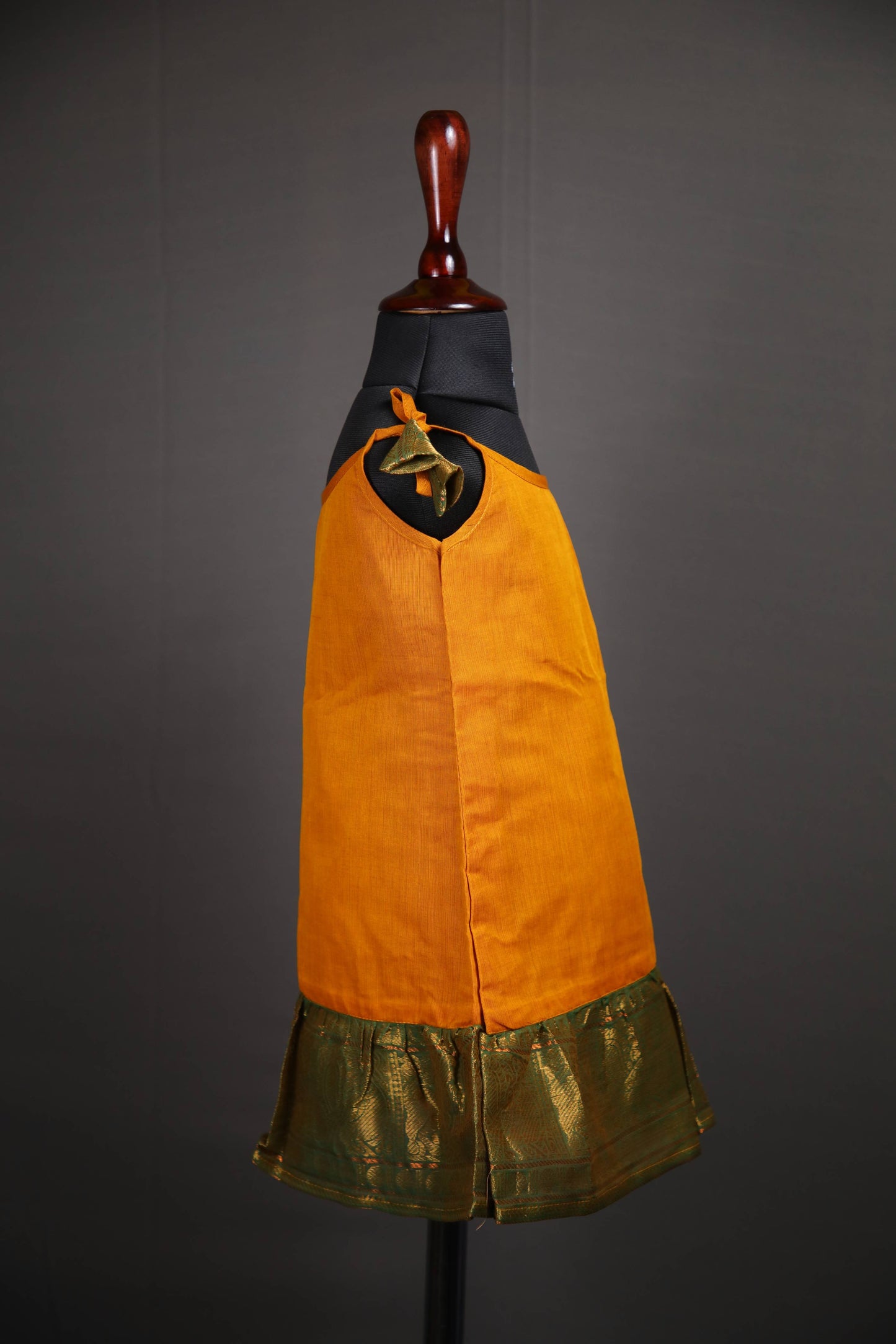 Swara - Mooshak Tie up Dress in Kanchi Cotton in Mustard with Zari