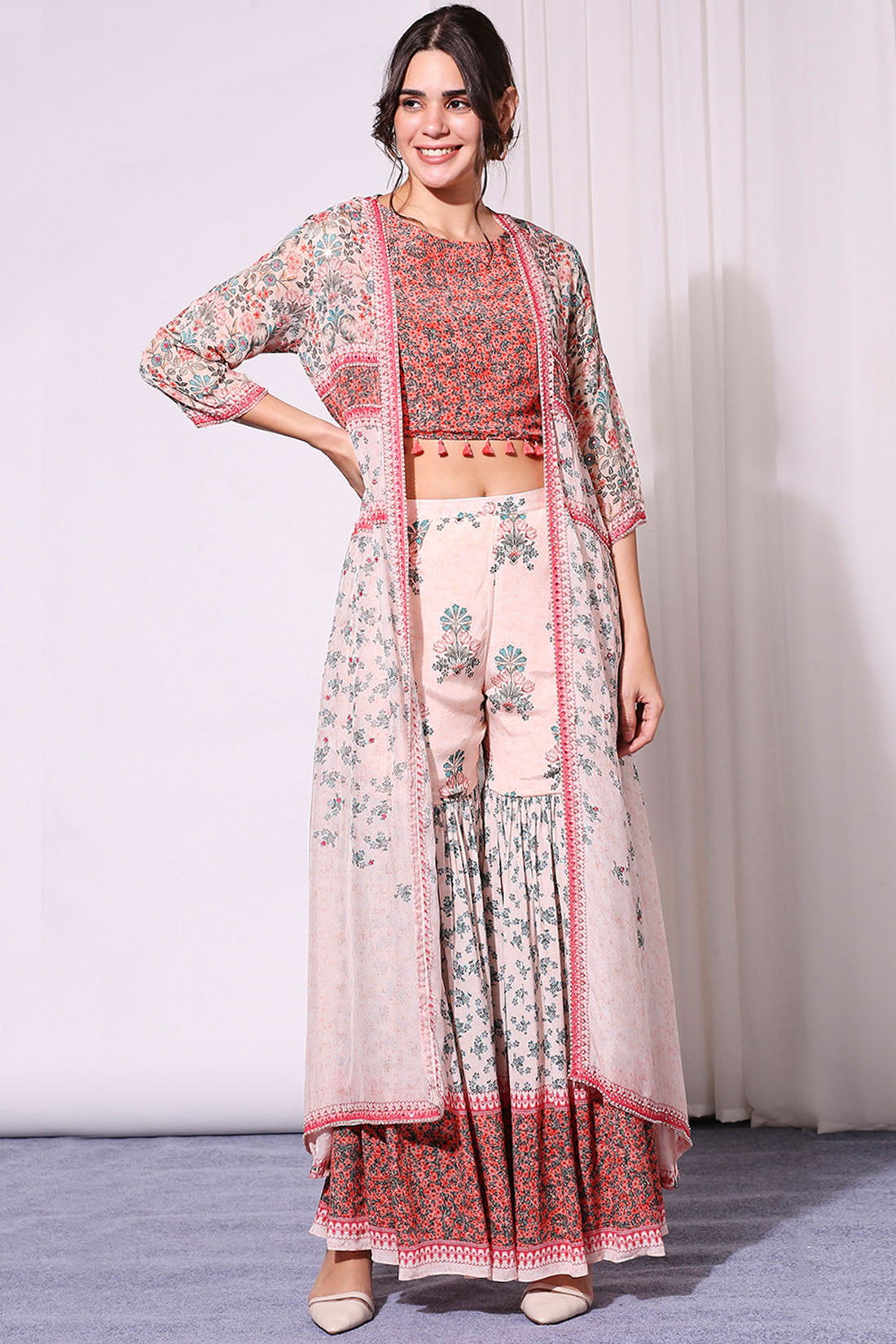 Floral Pastel Printed Sharara Set