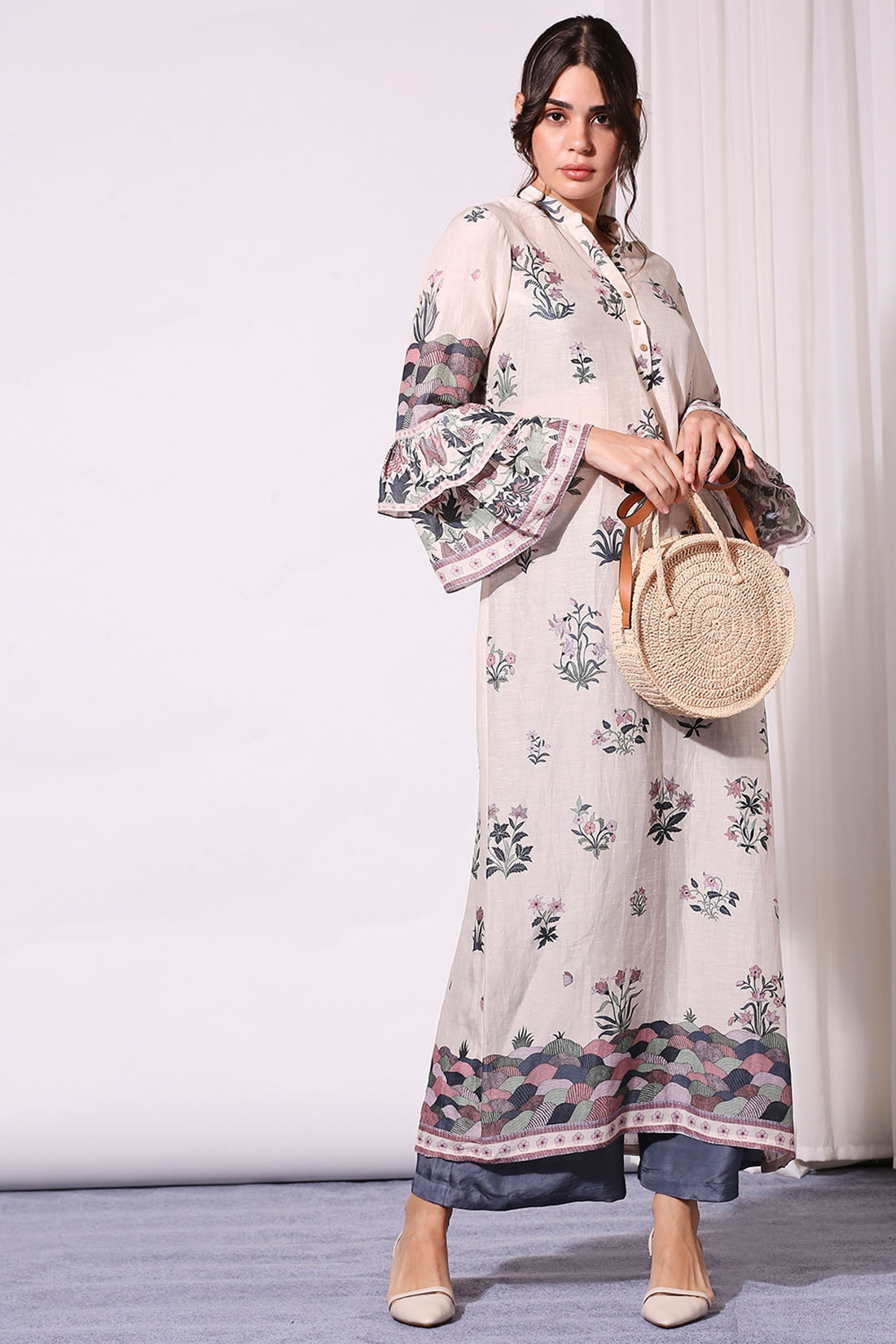 Pastel Floral Printed Top And Pants