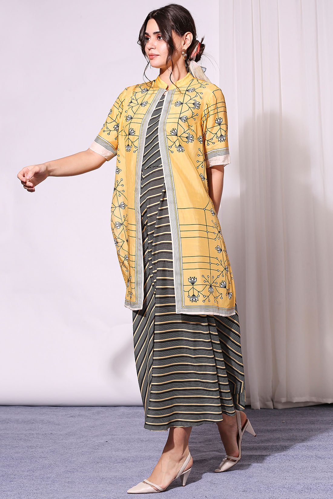 Summer Florals Printed Jumpsuit With Long Jacket