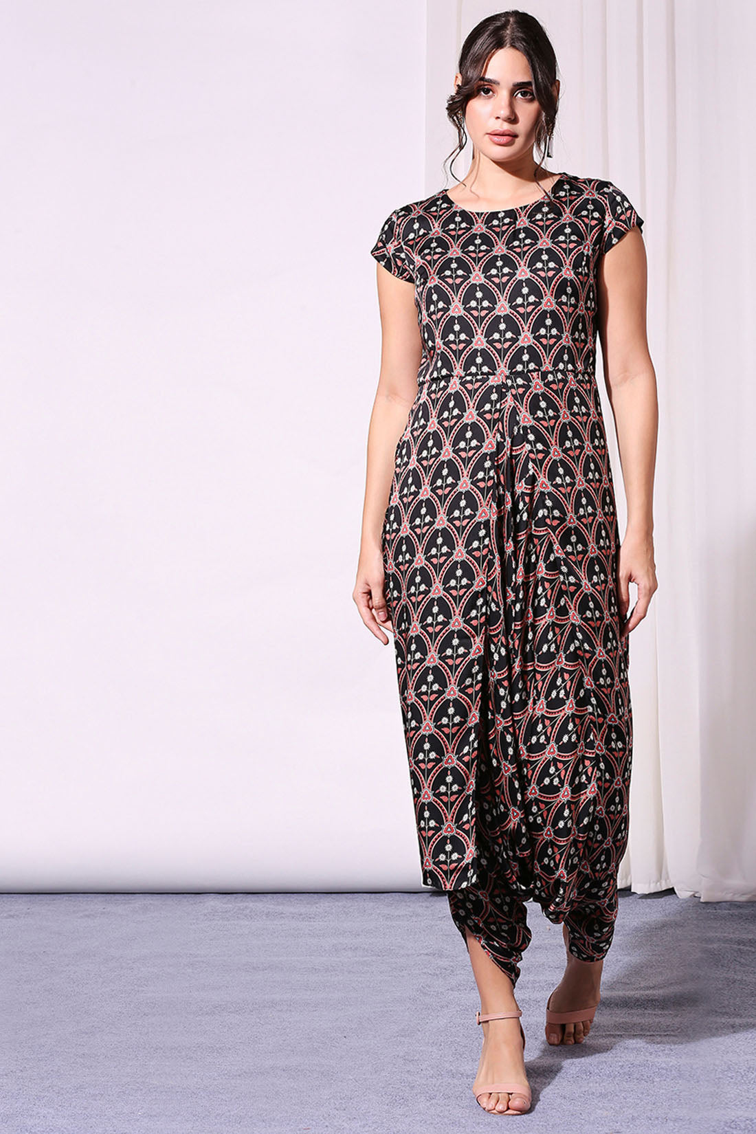 Ethnic Printed Jumpsuit And Jacket