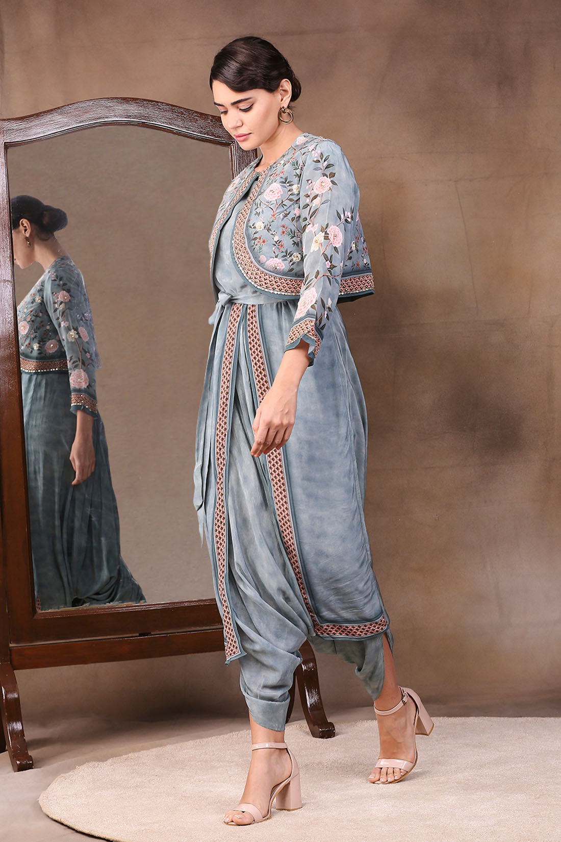 Vintage Trails Printed Dhoti Style Jumpsuit With Jacket